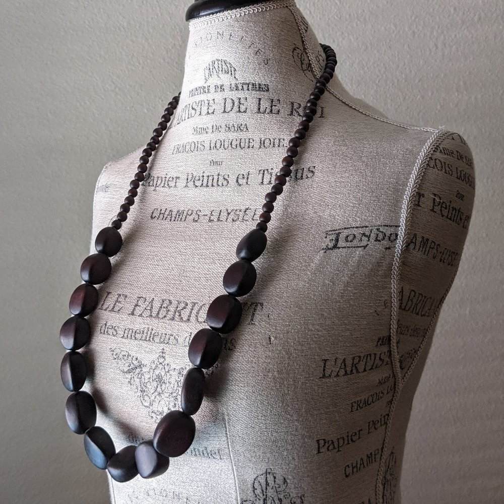 Old Navy Black Wooden Beaded Necklace